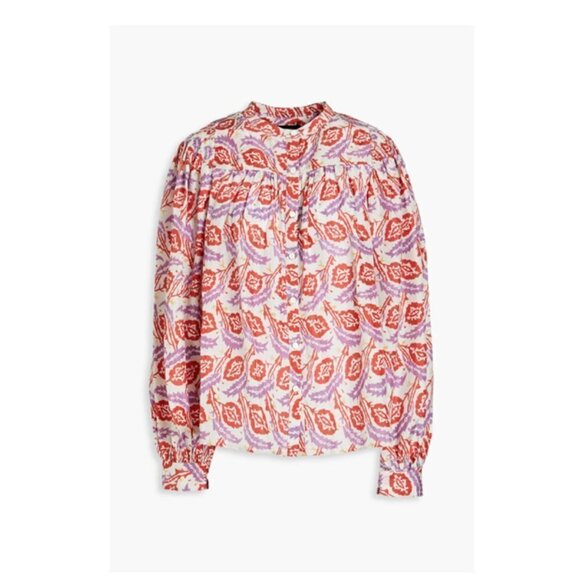 ISABEL MARANT Ritonea gathered printed silk blouse - Picture 1 of 6